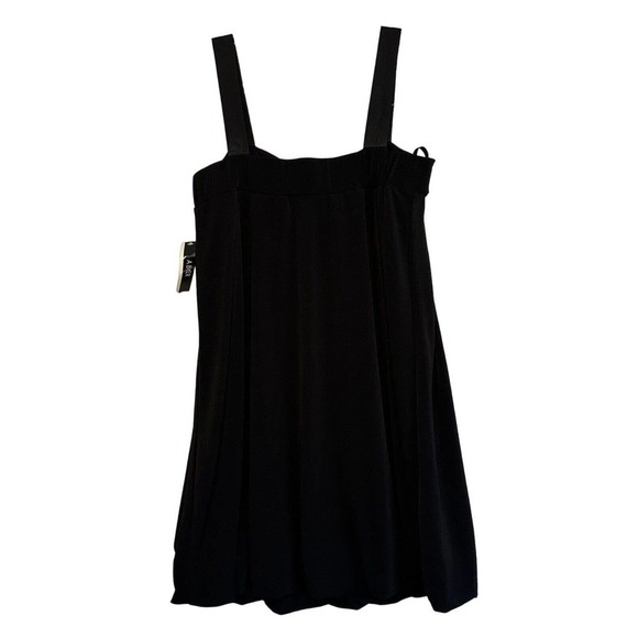 A.Byer Women Dress Black Satin Minimalist Retro Y2K LBD Bubble Hem - Picture 2 of 10